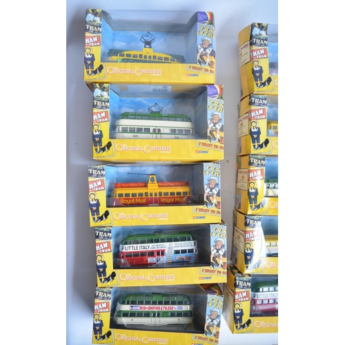 927 - Collection of  boxed 1/76 scale (OO gauge) diecast Corgi Original Omnibus Company tram models. Conte... 