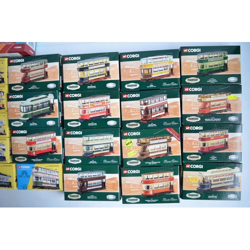 928 - Collection of boxed 1/76 scale (OO gauge) diecast Corgi tram models, mostly limited edition. Content... 