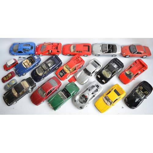 645 - Collection of unboxed 1/18 scale diecast car models to include Burago, Maisto, Tonka Polistil etc. a... 