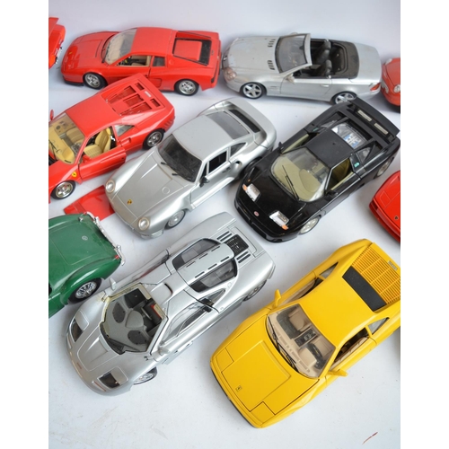 645 - Collection of unboxed 1/18 scale diecast car models to include Burago, Maisto, Tonka Polistil etc. a... 