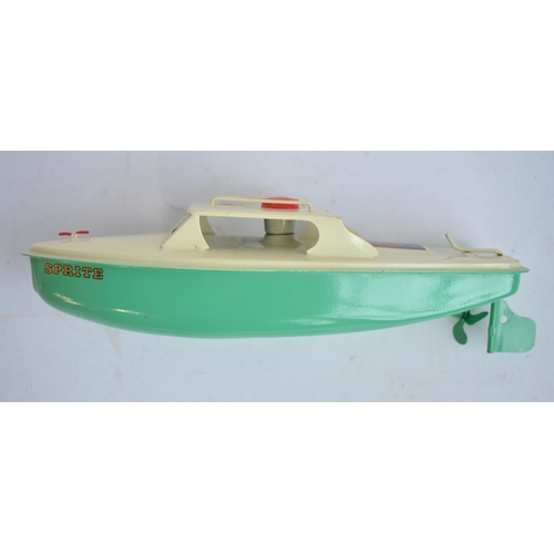 649 - Sutcliffe Toys Sprite Day Cruiser clockwork metal boat with key and in full working order. Boat in e... 