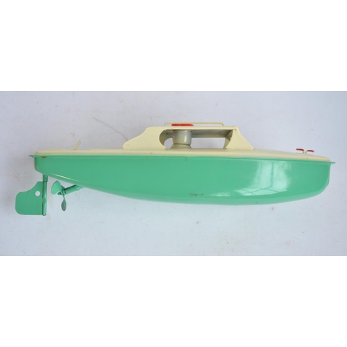 649 - Sutcliffe Toys Sprite Day Cruiser clockwork metal boat with key and in full working order. Boat in e... 