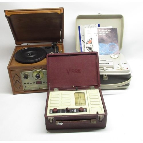 404 - 1950's Vidor 396A portable mains radio in fitted leatherette case, Grundig TK400Ua reel to reel tape... 