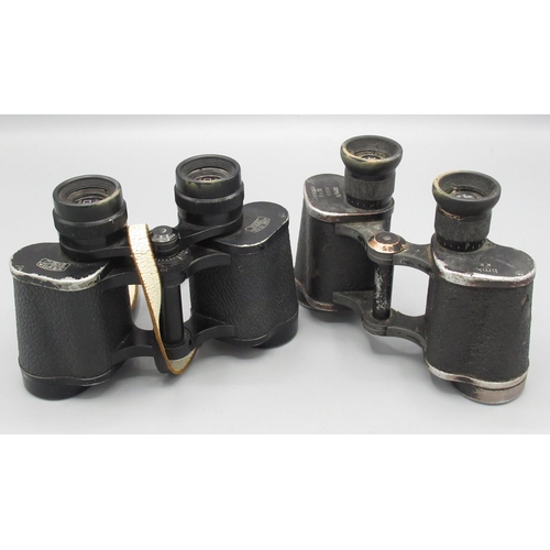 443 - WWII bmk kf Dienstglas 6 x 30 H/6400 binoculars serial no. 82509 and Carl Zeiss Jena Jenoptem 6 x 30... 