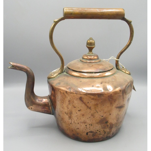 445 - C19th copper kettle, H28cm