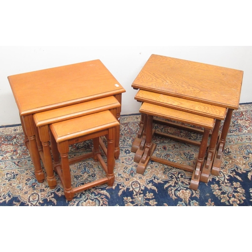 320 - Two oak nests of three tables, (2)