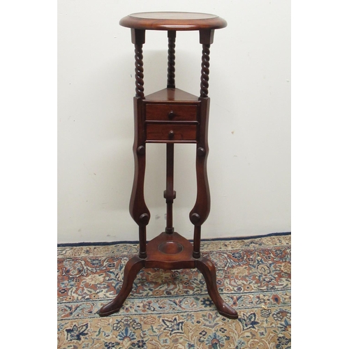 323 - Geo.111 style mahogany wig stand, on cabriole legs, H86cm