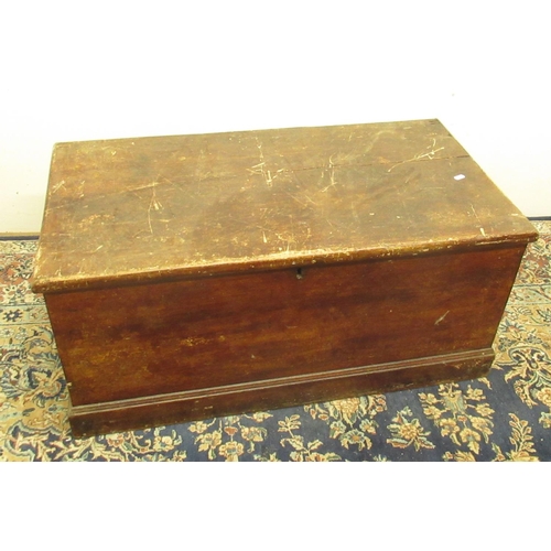 315 - Victorian painted and stained pine blanket box, with inner drawer and metal handles on skirted base,... 