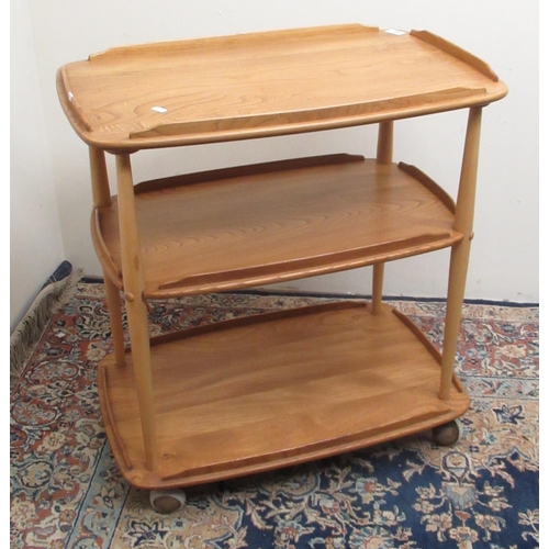 900 - Ercol blonde wood three tier trolley, H78cm