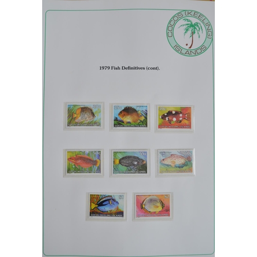 665 - Collection of 11 stamp albums incl. Cocos (Keeling) Islands album, 2 Maritime Heritage albums (inclu... 