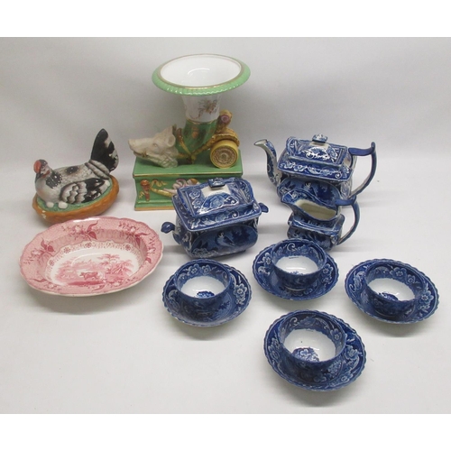 79 - WITHDRAWN - Early C19th blue & white pearlware tea set comprising. tea pot, milk jug, lidded sugar b... 