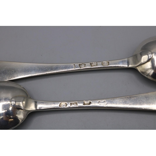 137 - Two Geo. II hallmarked silver table spoons, by William Soame, London, 1739, 4.3ozt (2)