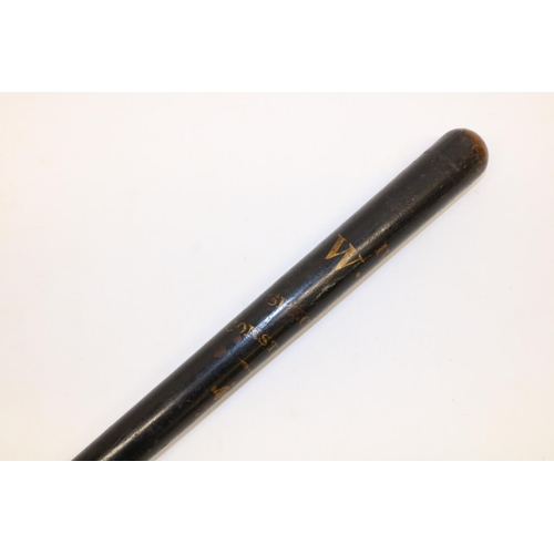 142 - William IV police truncheon marked 'IV WR' and 'Special Constable', black with gilt lettering, maker... 