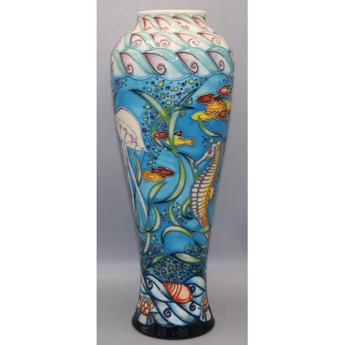 208 - Moorcroft Pottery: South Pacific pattern vase, designed by Sian Leeper, numbered 221/300, dated 2001... 