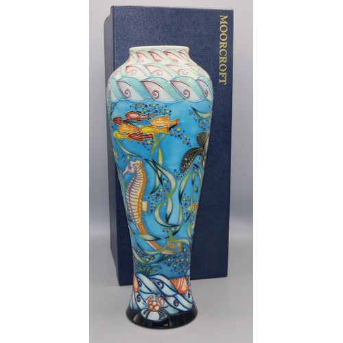 208 - Moorcroft Pottery: South Pacific pattern vase, designed by Sian Leeper, numbered 221/300, dated 2001... 