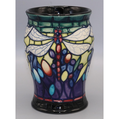 210 - Moorcroft Pottery: Favrile pattern vase, decorated with dragonflies, designed by Nicola Slaney, date... 