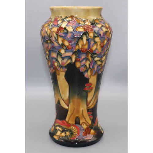 Moorcroft Pottery: Knightwood vase, decorated with oak trees and mushrooms, dated '97, H26.5cm