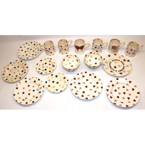 237 - Emma Bridgewater tableware, comprising eight plates, two bowls, and six mugs (15)