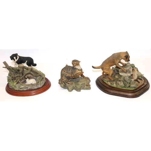 238 - Border Fine Arts figural groups: Border Terrier & Vixen, 'Found Safe', and a wildcat (3)