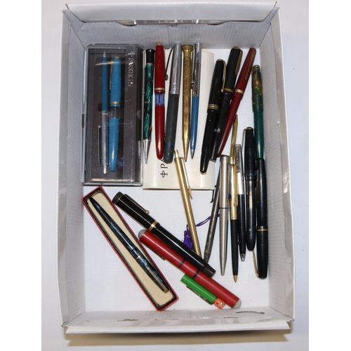 758 - Collection of vintage ballpoint and ink pens, predominantly Parker, incl: boxed Parker 25 set; a Con... 