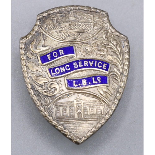 772A - Hallmarked silver shield shaped long service badge