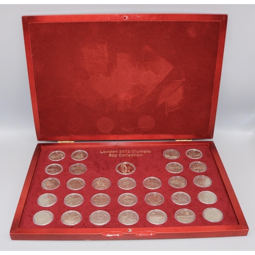 878 - London 2012 Olympic 50p Collection (30), in plastic capsules and display case, all from circulation,... 