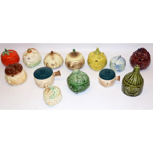 884 - Various Sylvac novelty food storage jars and condiment pots incl. pickled cabbage, horseradish, brea... 