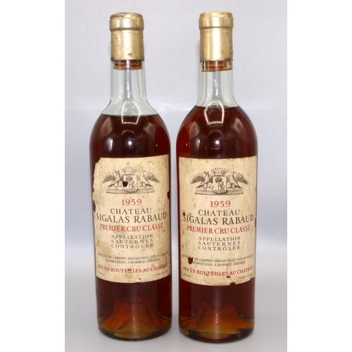 894 - Chateau Sigalas Rabaud Premier Cru Sauternes 1959, 2btls