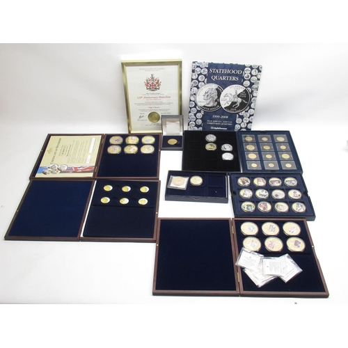 263 - Selection of commemorative and edition coinage sets and part sets incl. US Statehood quarters in fol... 