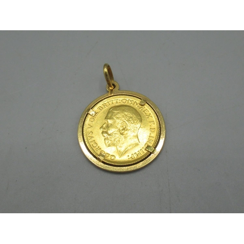 4 - Geo.V 1918 sovereign in yellow metal mount, 10.1g
