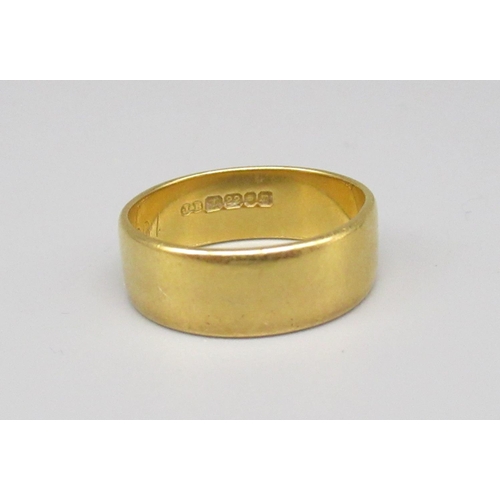 683 - 22ct yellow gold wedding band, stamped 22ct, size K 1/2, 5.1g