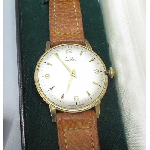 677 - Smiths Astral gold hand wound British Rail presentation wristwatch, signed silvered dial with applie... 