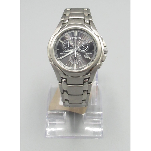 679A - Citizen Eco-Drive H500 titanium chronograph wristwatch with date, serial no. 591030502 D44.7mm