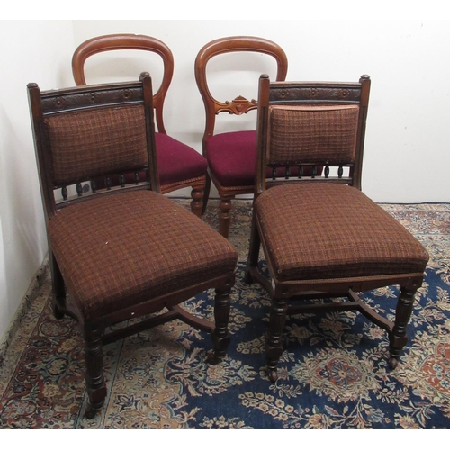 721 - Pair of Victorian mahogany balloon back dining chairs and a pair of Edwardian dining chairs (4)