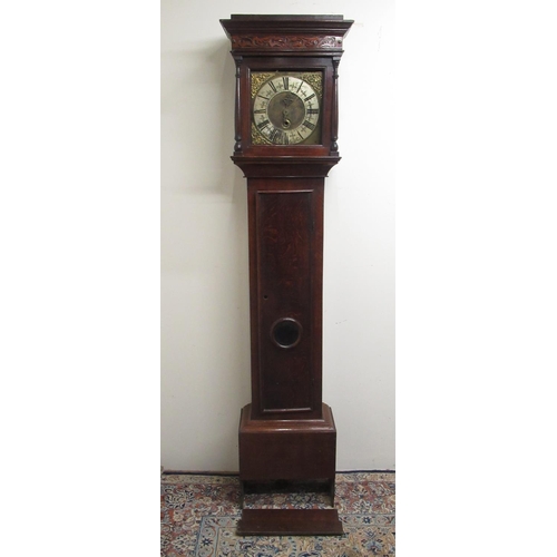 729 - John Taylor fecit - C18th and later oak long case clock, signed 11in square brass dial with brass sp... 