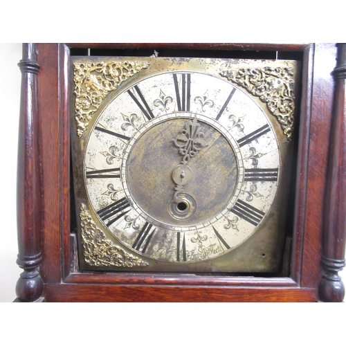 729 - John Taylor fecit - C18th and later oak long case clock, signed 11in square brass dial with brass sp... 