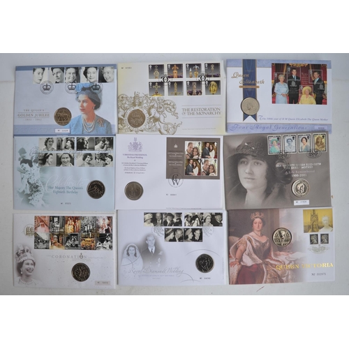 668 - Collection of British Monarchy related stamps, FDC's (including Royal Mint commemorative coins) book... 