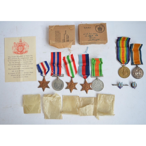 695 - Collection of medals to Sgt F.W.Dunkley to include 5 World War II medals (1939-45 Star, Italy Star, ... 