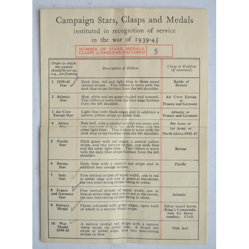 695 - Collection of medals to Sgt F.W.Dunkley to include 5 World War II medals (1939-45 Star, Italy Star, ... 