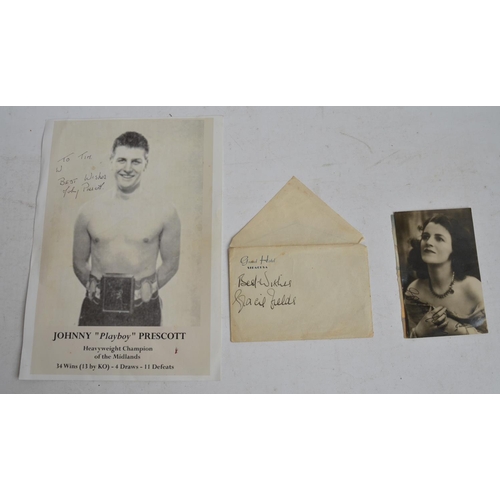 703 - Gracie Fields signed photo and envelope (2 signatures) and a signed Johnny 