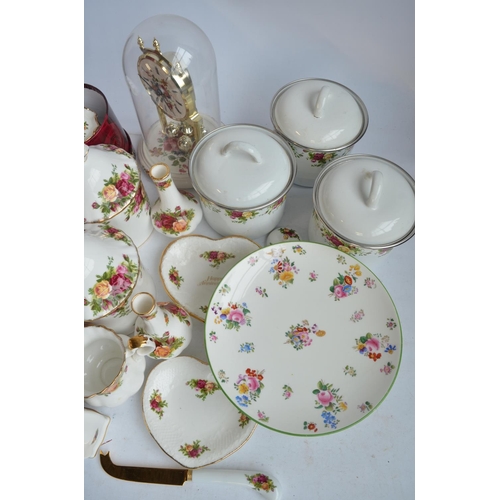 706 - Collection of Royal Albert Old Country Roses ceramic tableware, Royal Albert metal cooking pots and ... 