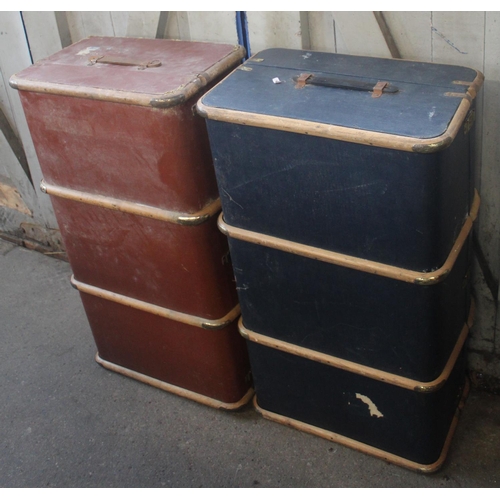 789 - Two steamer trunks with wood banding.