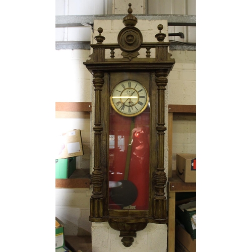 630 - Victorian Vienna style wall clock with Gustav Becker movement in later painted case, and an aneroid ... 