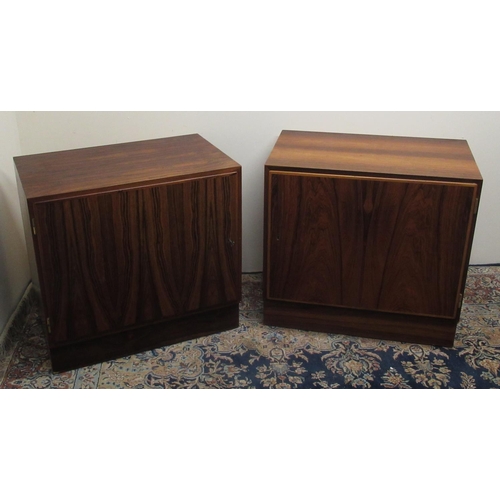 176 - 1960's Danish two-door side cabinet, and a pair of single door cabinets, all with fitted interiors, ... 