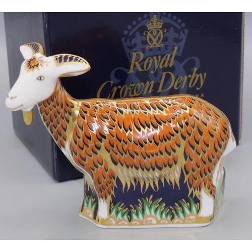 353 - Royal Crown Derby paperweight: Nanny Goat, exclusively available from the Royal Crown Derby Visitors... 