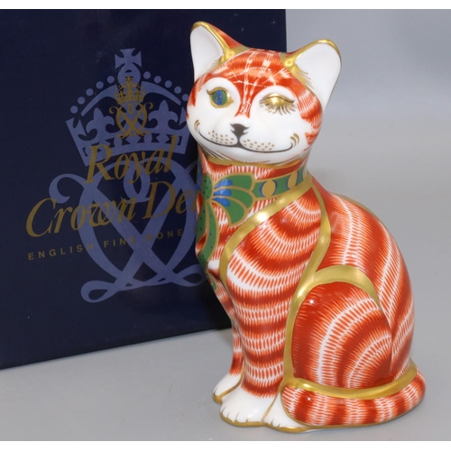 355 - Royal Crown Derby paperweight: Cheshire Cat, ltd. ed. 11/500, issued for Sinclairs, gold stopper, wi... 