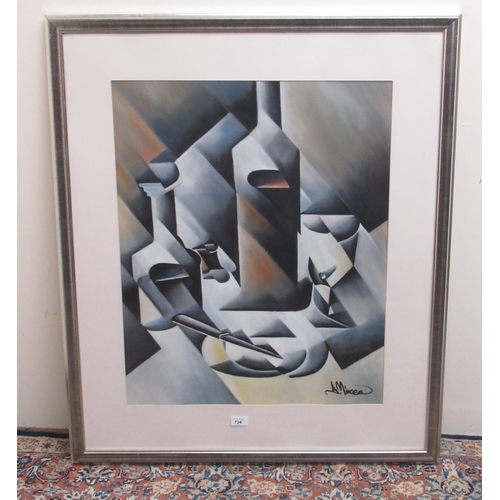 734 - D. Mircea (Contemporary); Still Life study, oil on card, signed, 64cm x 45cm