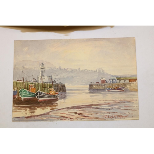 249 - Edward H Simpson (British 1901-1989): View of Scarborough Harbour, unframed, 23cm x 15.5cm; C20th ca... 