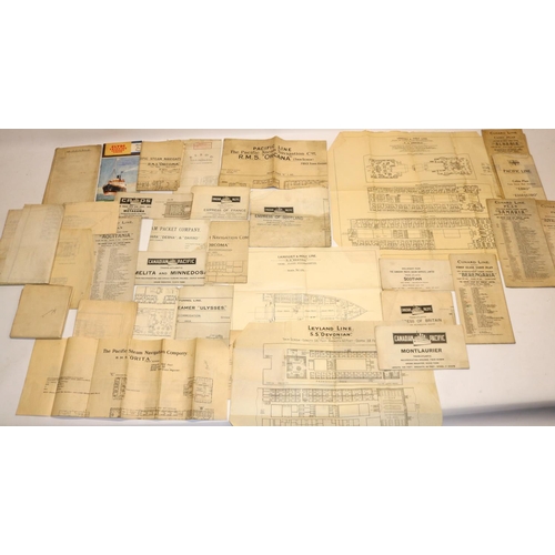 771A - Collection of ship deck/cabin plans for cargo and passenger ships c1920s/1930s, incl. Cunard Line, R... 