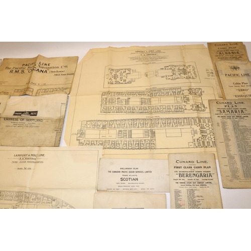 771A - Collection of ship deck/cabin plans for cargo and passenger ships c1920s/1930s, incl. Cunard Line, R... 